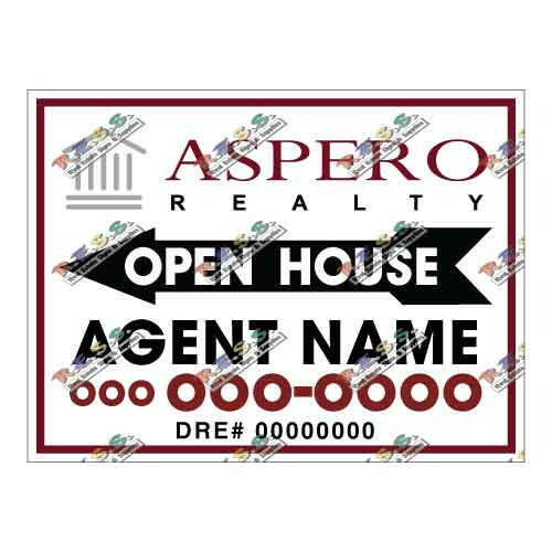 Aspero - Open House Signs | 24x18 - R.E.S.S. - Real Estate Signs & Services