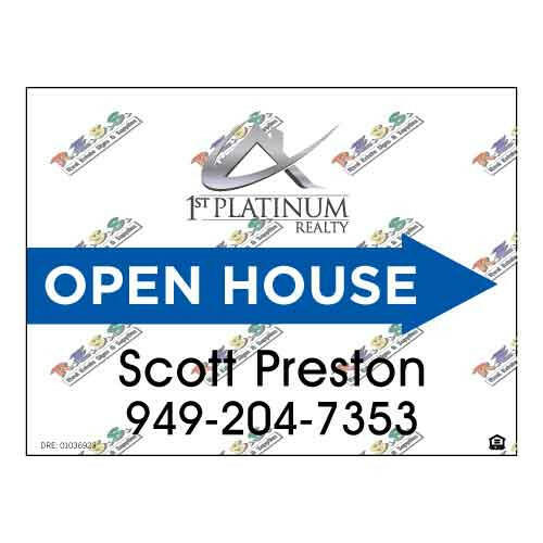 1st Platinum Realty - Open House Signs | 24x18 - R.E.S.S. - Real Estate Signs & Services