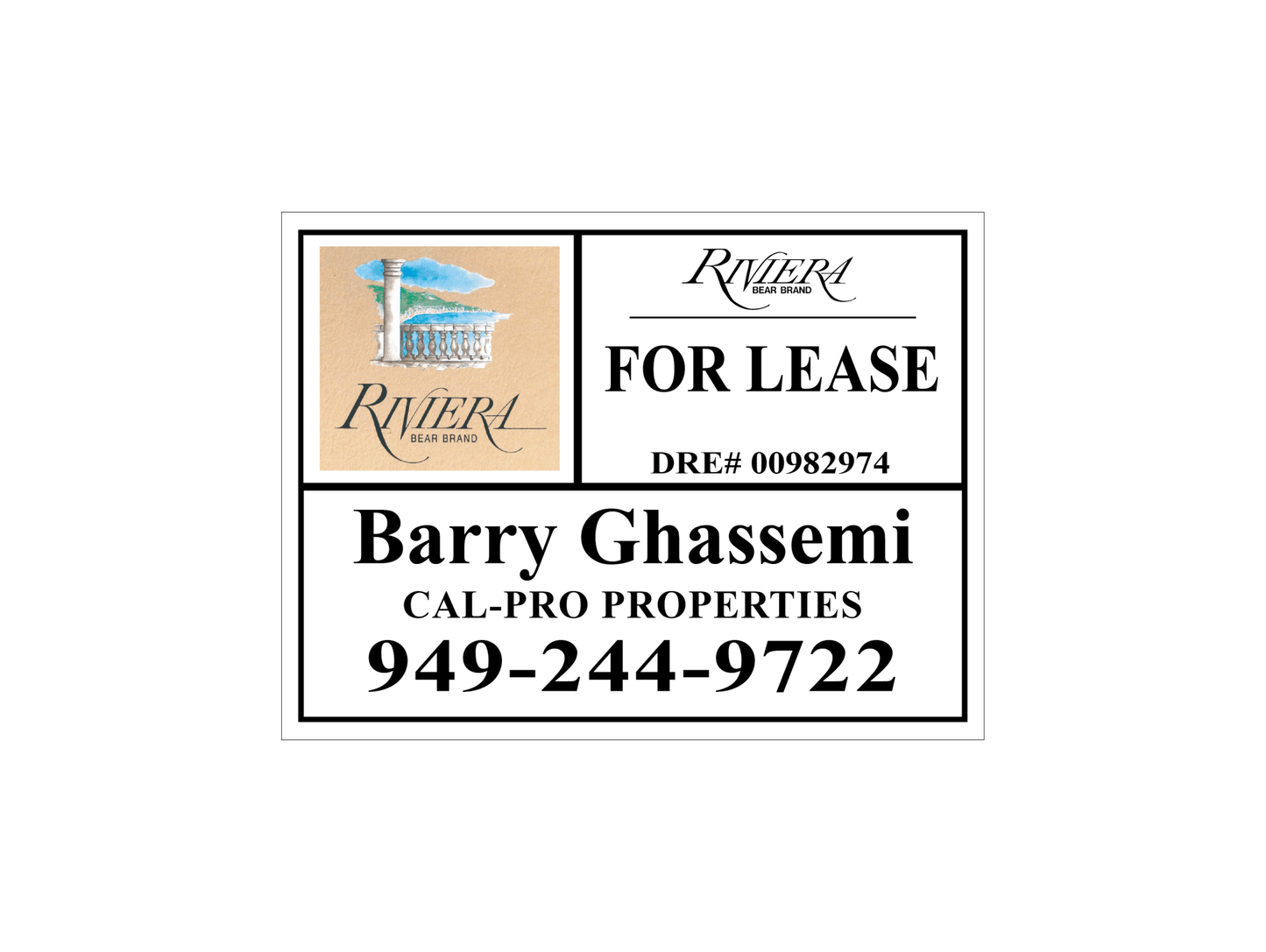 Bear Brand Riviera - Listing Sign - R.E.S.S. - Real Estate Signs & Services