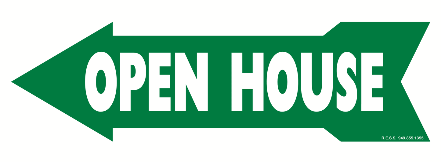 Generic Arrows - Open House | 24x9 (Pack of 10) - R.E.S.S. - Real Estate Signs & Services